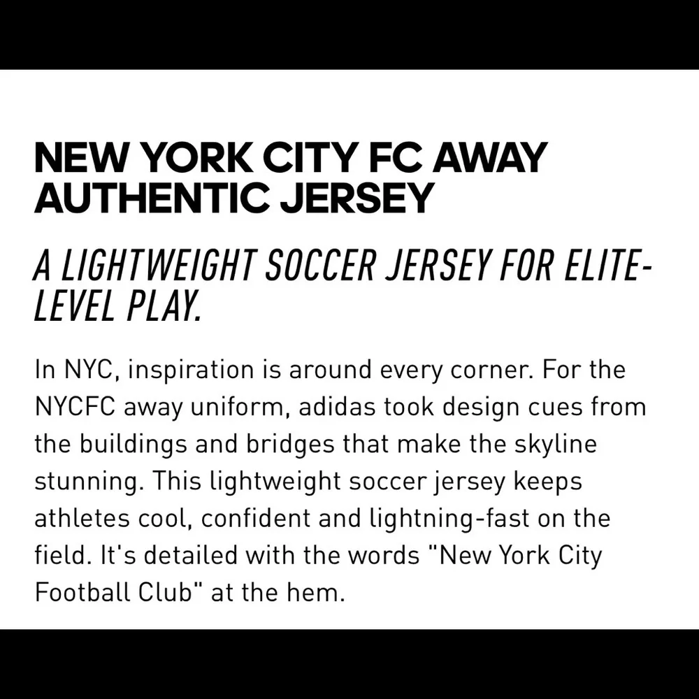 ⚽️ADIDAS NYC Etihad Airways Jersey